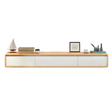 White Floating Mount Oak Wood Drawers Cabinet TV Stand Image - 11