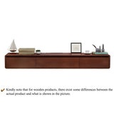 White Floating Mount Oak Wood Drawers Cabinet TV Stand Image - 15