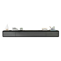 White Floating Mount Oak Wood Drawers Cabinet TV Stand
