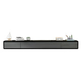 White Floating Mount Oak Wood Drawers Cabinet TV Stand Image - 2