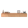 White Floating Mount Oak Wood Drawers Cabinet TV Stand Image - 9