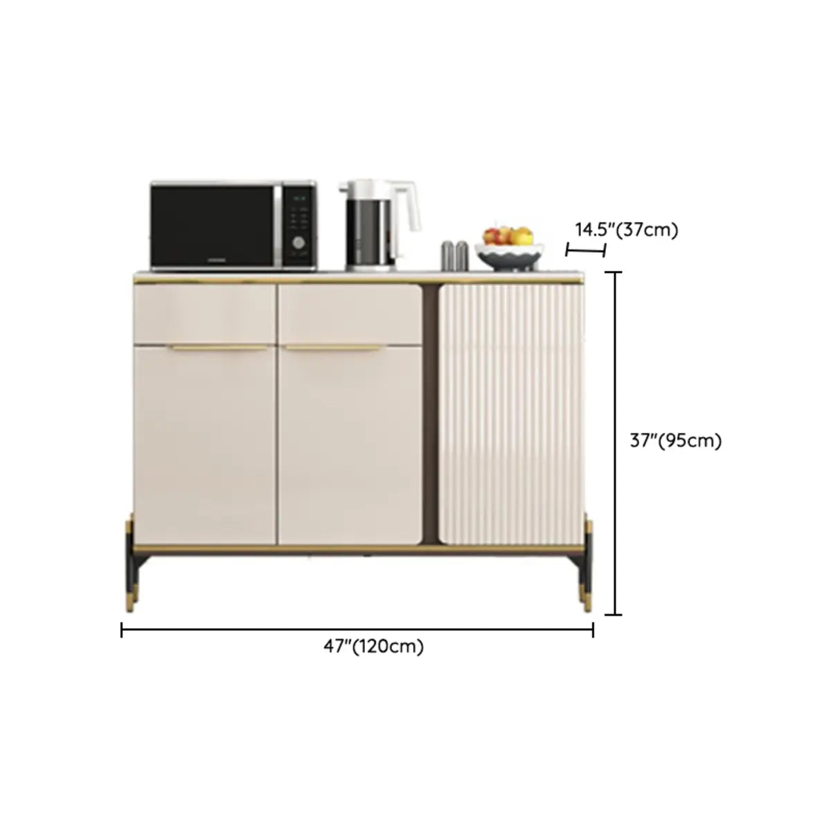 White Floor Wood Kitchen Hutch Storage China Cabinet 