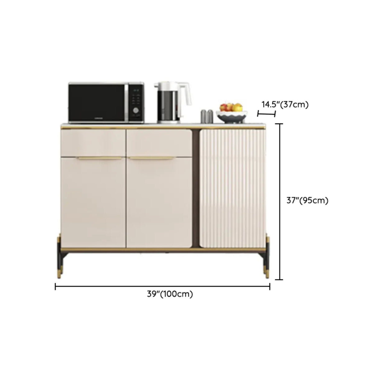 White Floor Wood Kitchen Hutch Storage China Cabinet Image - 26