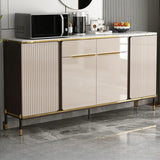 White Floor Wood Kitchen Hutch Storage China Cabinet Image - 9