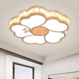 White Flower Crystal Small LED Flush Mount Ceiling Lamp Image - 1