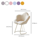 White Flower-Shaped Faux Fur Swivel Solid Color Vanity Stool Image - 46