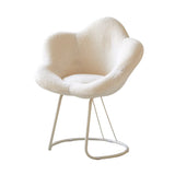 White Flower-Shaped Faux Fur Swivel Solid Color Vanity Stool Image - 9