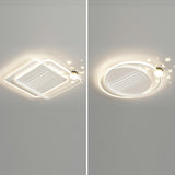 White Flush Simple Geometric Ceiling Fan with LED Light Image - 18
