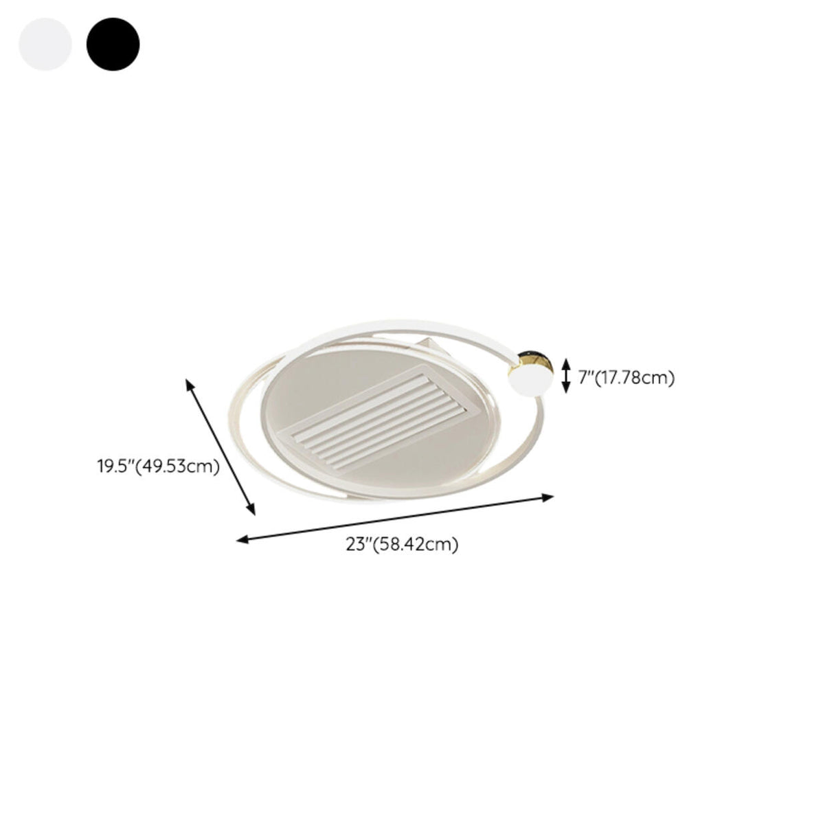 White Flush Simple Geometric Ceiling Fan with LED Light 