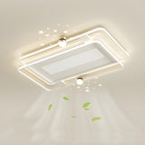 White Flush Simple Geometric Ceiling Fan with LED Light Image - 4