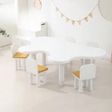 White Free Form Toddler Play Table Five Chairs Set Image - 2