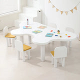 White Free Form Toddler Play Table Five Chairs Set Image - 3