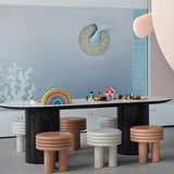 White Freeform Toddler Play Table Chair Set with 7-Seat Image - 3