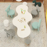 White Freeform Toddler Play Table Chair Set with 7-Seat Image - 5