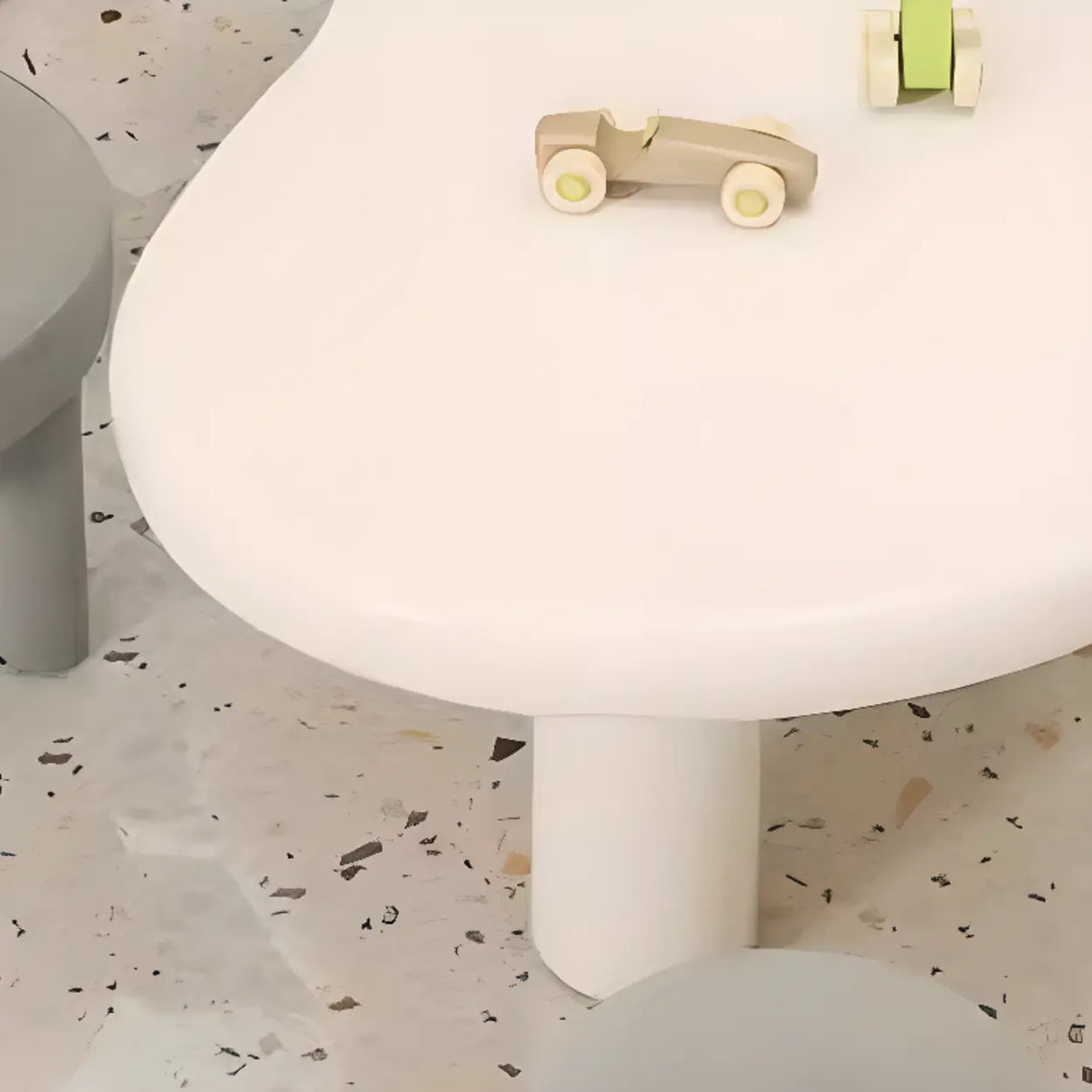 White Freeform Toddler Play Table Chair Set with 7-Seat Image - 6