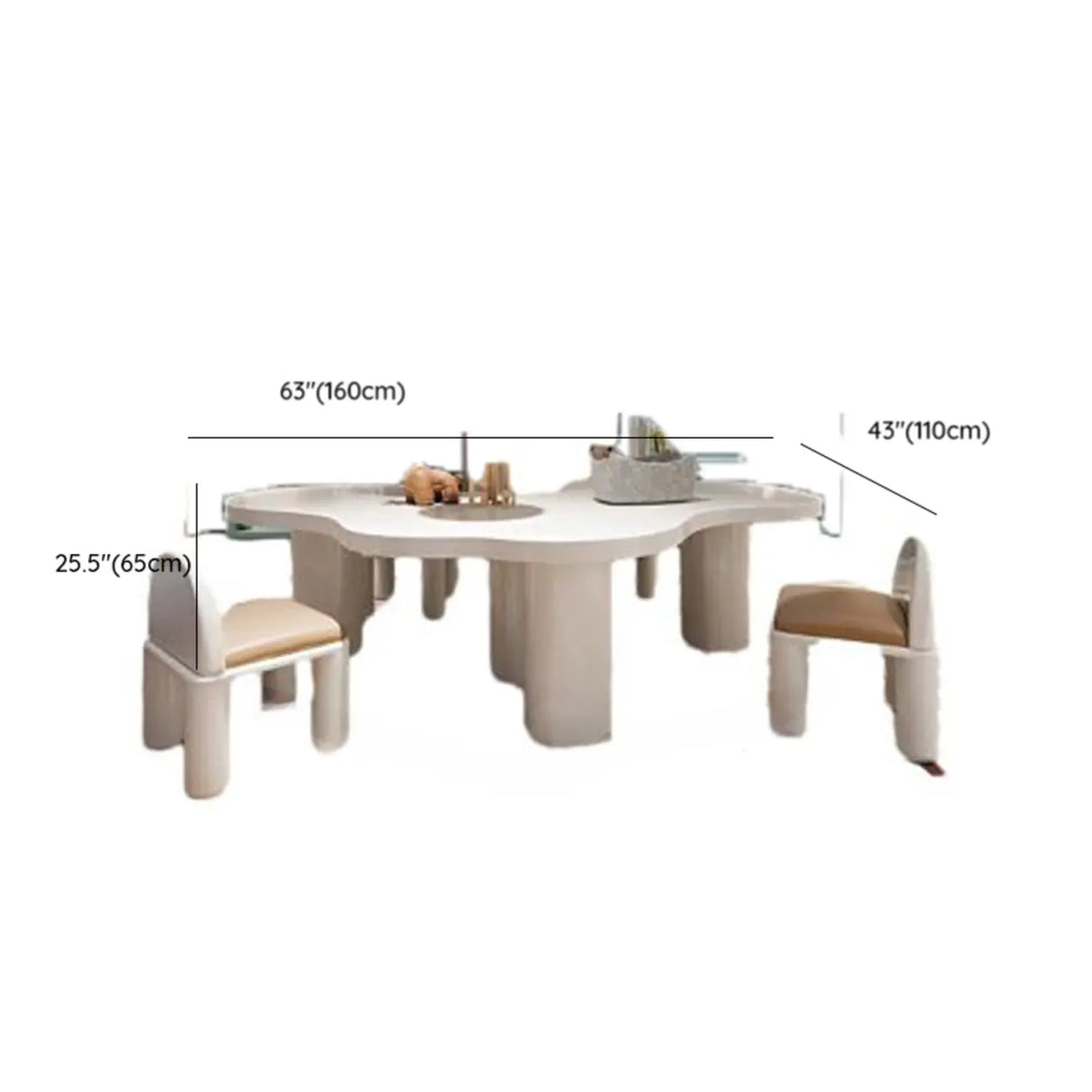 White Freeform Toddler Play Table Chair Set with 7-Seat Image - 9