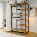 White Freestanding Steel Shelves Coat Rack with Storage Image - 20