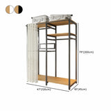 White Freestanding Steel Shelves Coat Rack with Storage #size