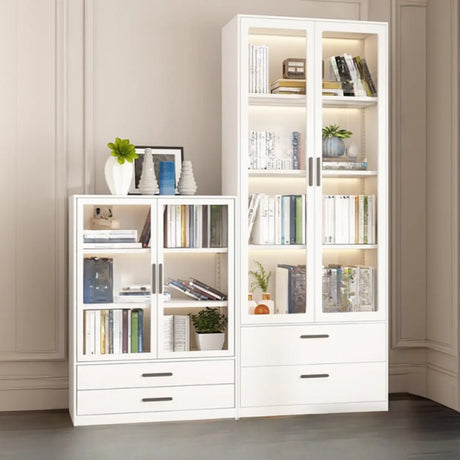 White French Rectangle Close Glass Doors Bookcases Image - 1
