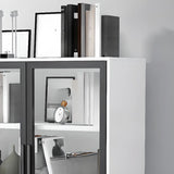 White French Rectangle Close Glass Doors Bookcases Image - 12