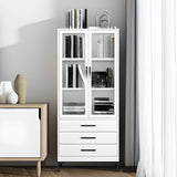 White French Rectangle Close Glass Doors Bookcases Image - 13