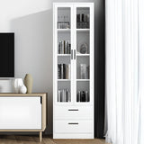 White French Rectangle Close Glass Doors Bookcases Image - 18