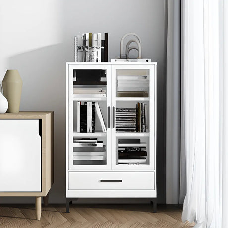 White French Rectangle Close Glass Doors Bookcases Image - 2