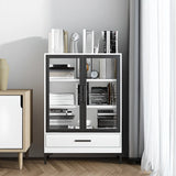 White French Rectangle Close Glass Doors Bookcases Image - 22