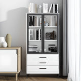White French Rectangle Close Glass Doors Bookcases Image - 28