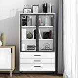 White French Rectangle Close Glass Doors Bookcases Image - 29