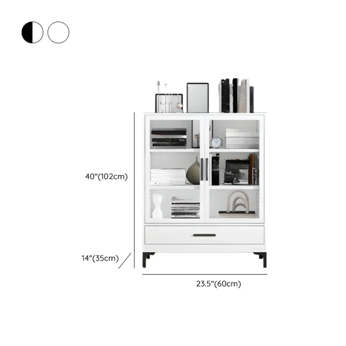 White French Rectangle Close Glass Doors Bookcases 