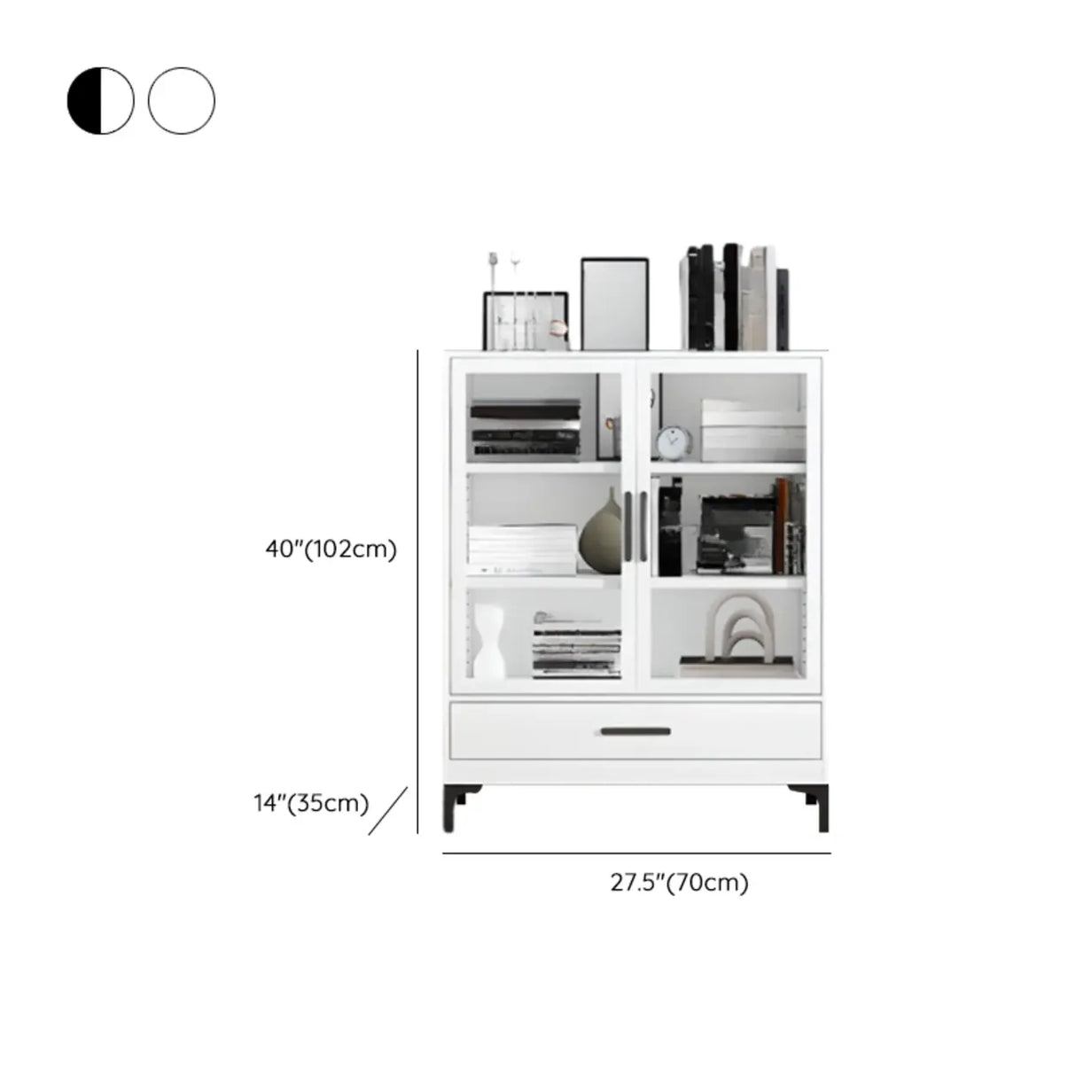 White French Rectangle Close Glass Doors Bookcases Image - 34
