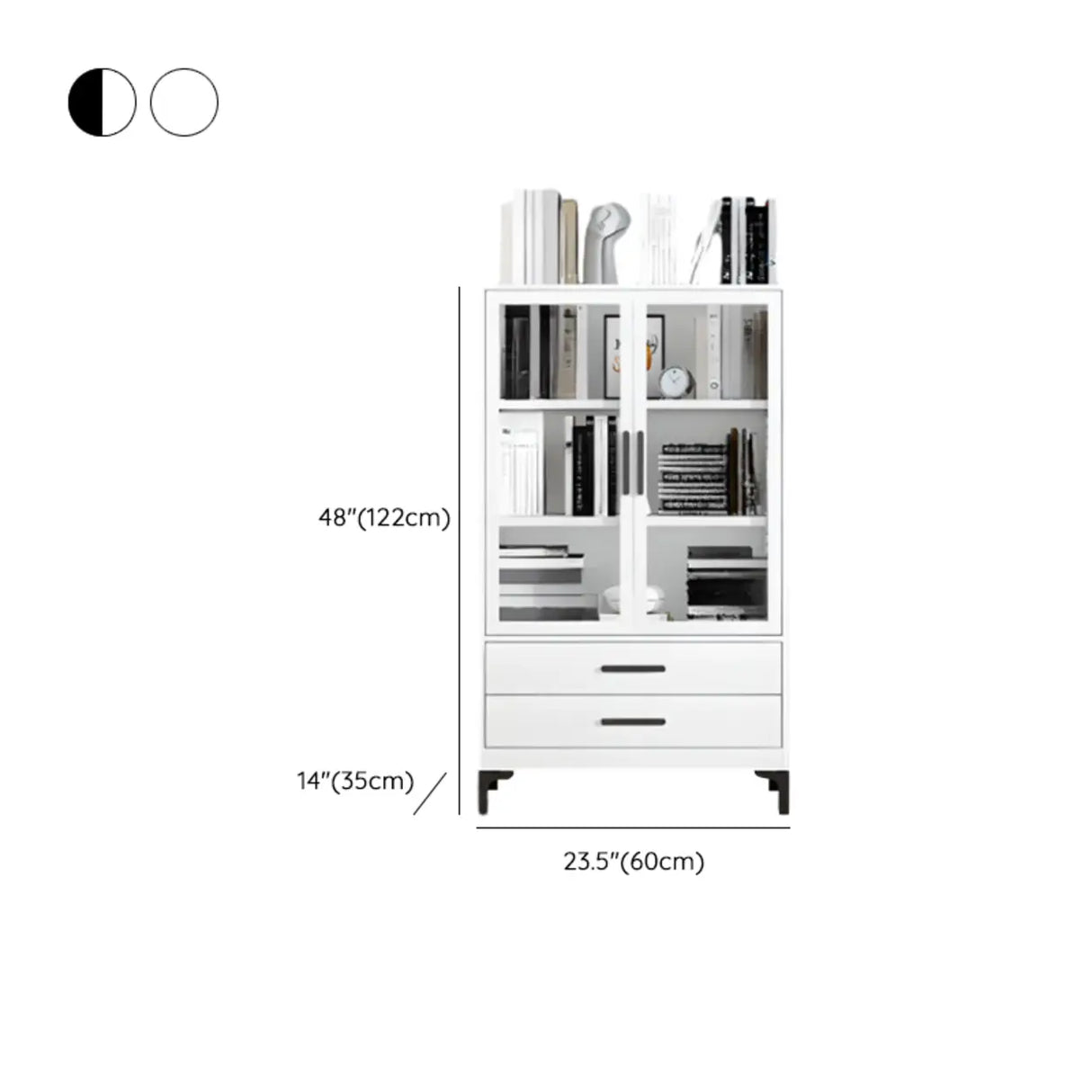 White French Rectangle Close Glass Doors Bookcases Image - 36