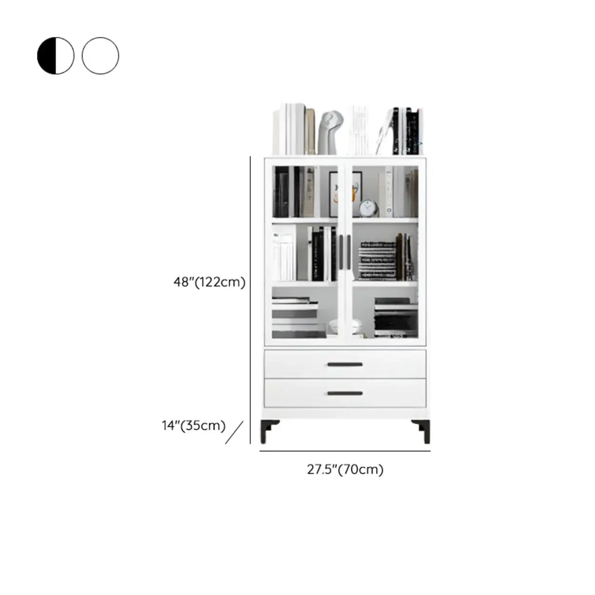 White French Rectangle Close Glass Doors Bookcases Image - 37