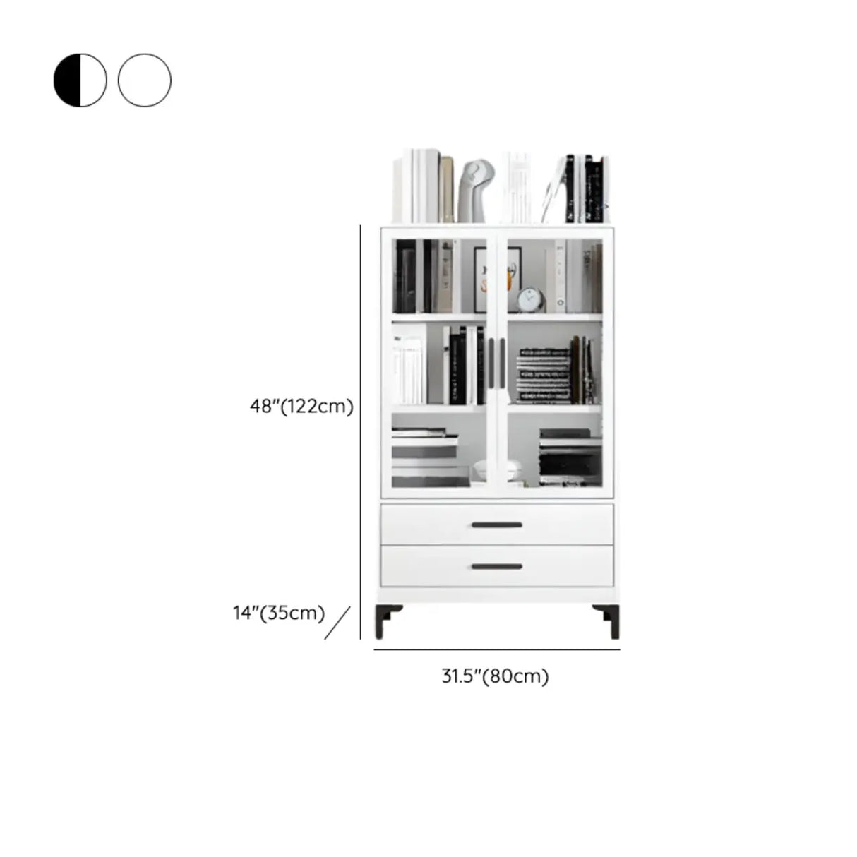 White French Rectangle Close Glass Doors Bookcases Image - 38