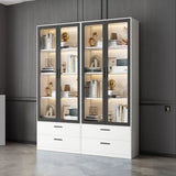 White French Rectangle Close Glass Doors Bookcases Image - 4
