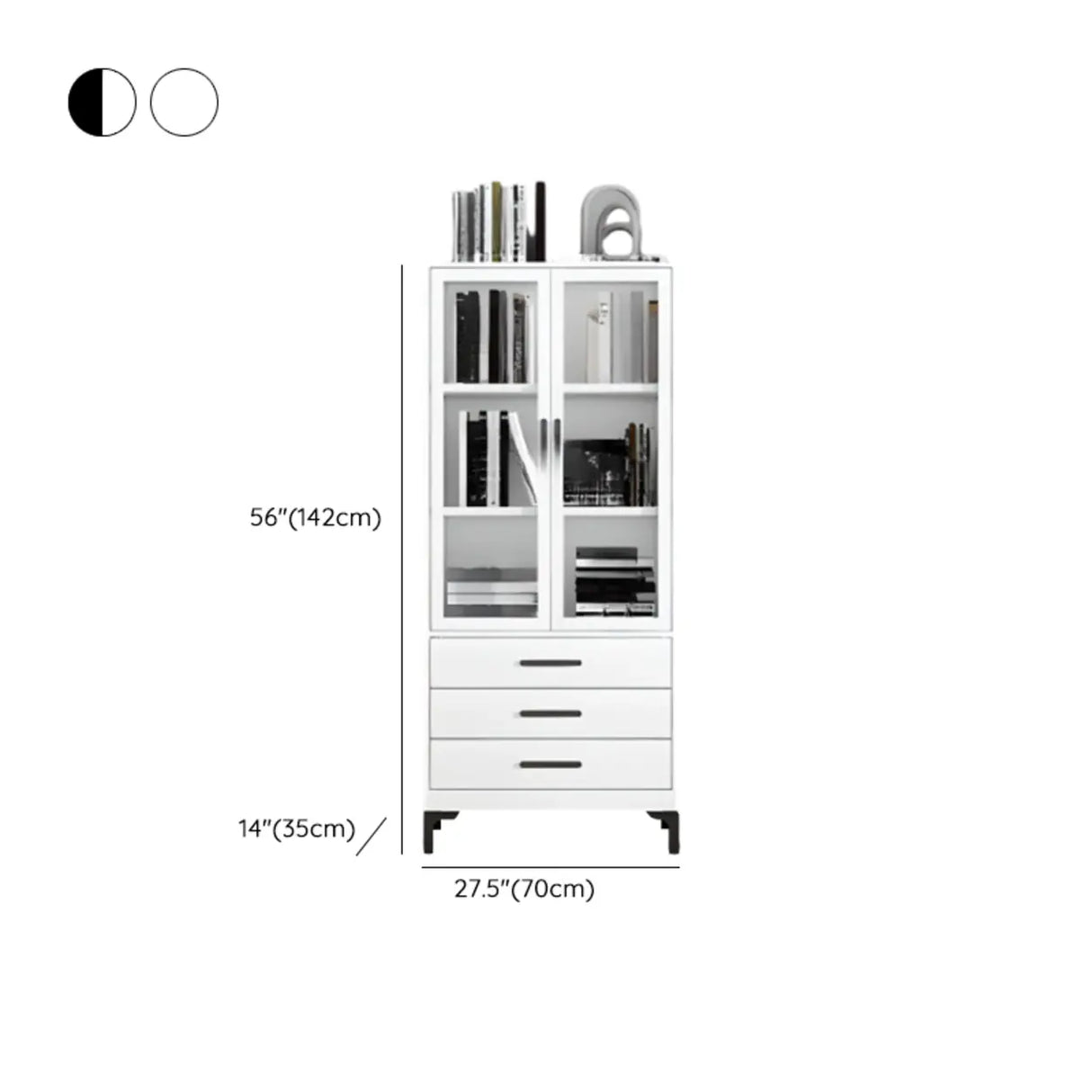 White French Rectangle Close Glass Doors Bookcases Image - 40