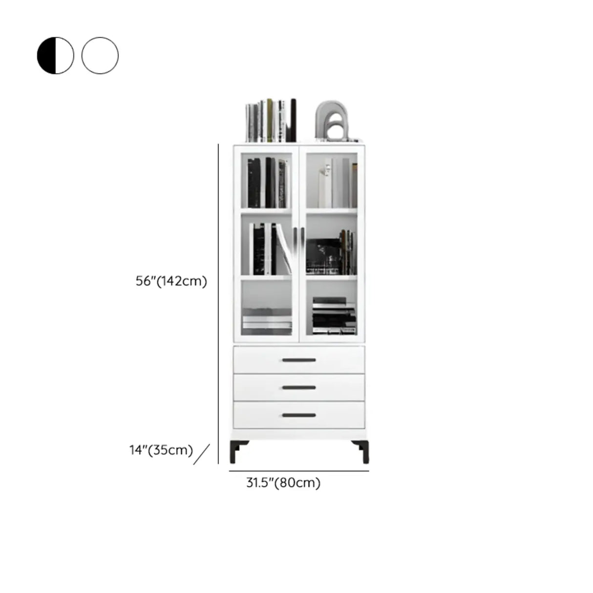 White French Rectangle Close Glass Doors Bookcases Image - 41