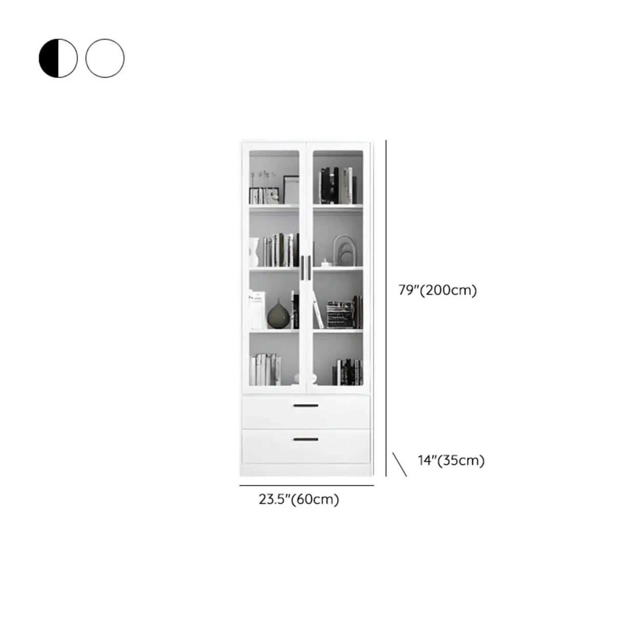 White French Rectangle Close Glass Doors Bookcases Image - 42