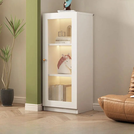 White French Solid Wood Door Glass Display Bookcase Image - 2