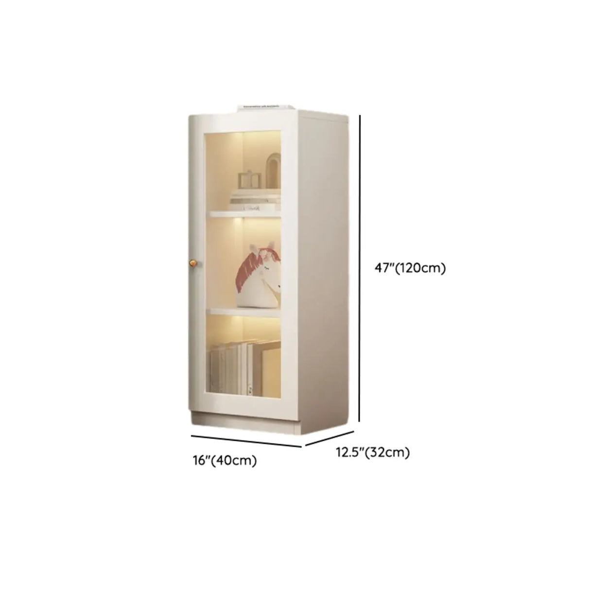 White French Solid Wood Door Glass Display Bookcase 