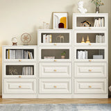White French Vertical Wood Drawers Storage Bookcase Image - 1