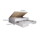 White Full Modern Wood Storage Tatami Bed with Drawers Image - 12