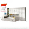 White Full Wood Storage Bookcase Bed with Footboard Image - 7
