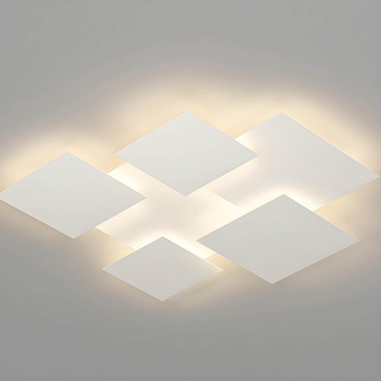 White Geometric Multi-Square Flush Mount Ceiling Light Image - 13