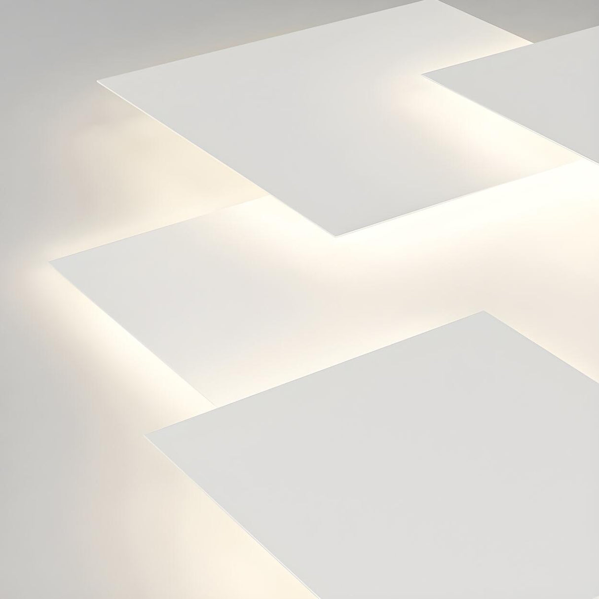 White Geometric Multi-Square Flush Mount Ceiling Light Image - 14