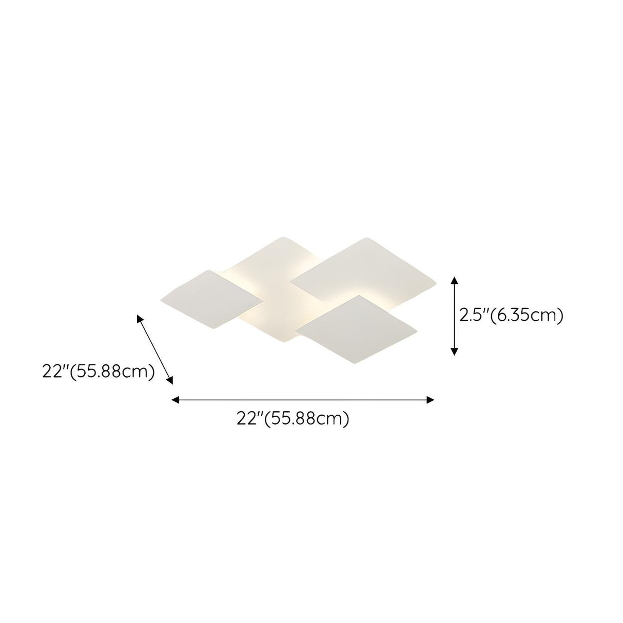 White Geometric Multi-Square Flush Mount Ceiling Light Image - 17
