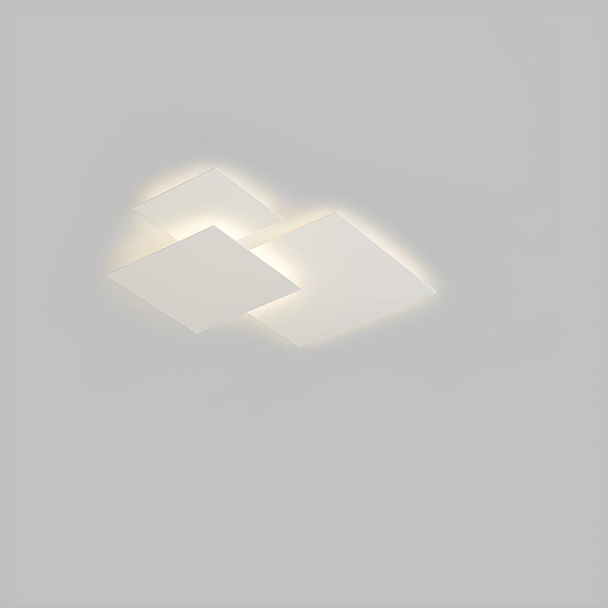 White Geometric Multi-Square Flush Mount Ceiling Light Image - 3