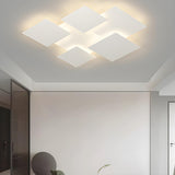 White Geometric Multi-Square Flush Mount Ceiling Light Image - 4