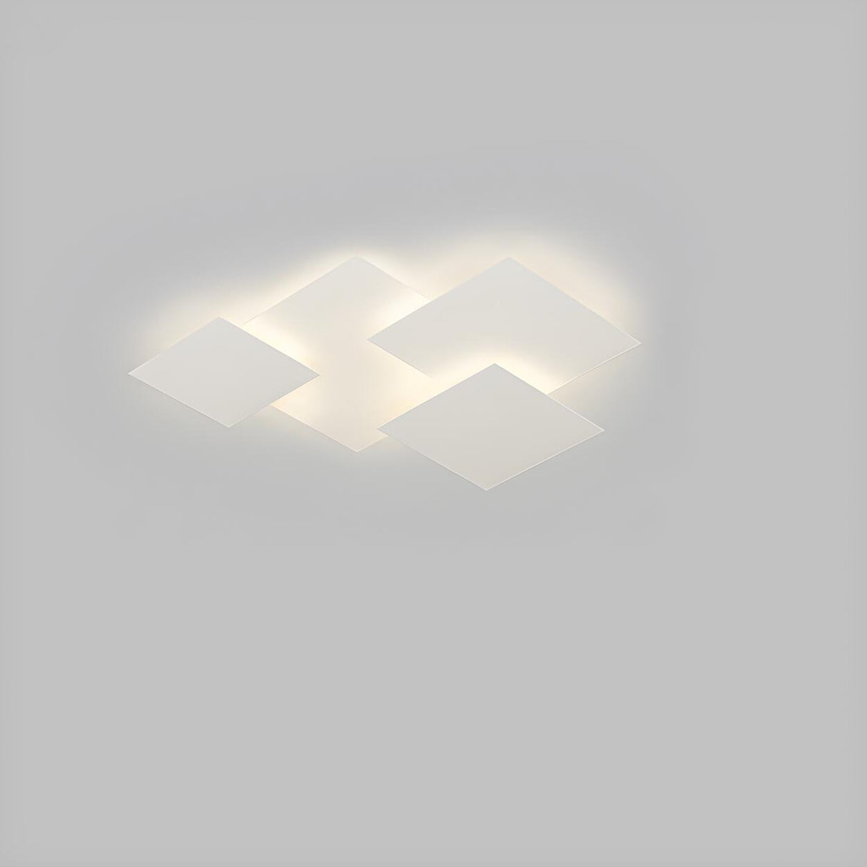 White Geometric Multi-Square Flush Mount Ceiling Light Image - 5